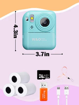 Instant Print Camera Digital Camera With 3 Rolls Print Paper, 1080P HD Ditigal Camera 2.4 Inch Screen, Selfie Video Camera, USB Cable/Color Pen/Bag/ Included, electronics，Small For Boys Girls Teens Students Seniors，Christ