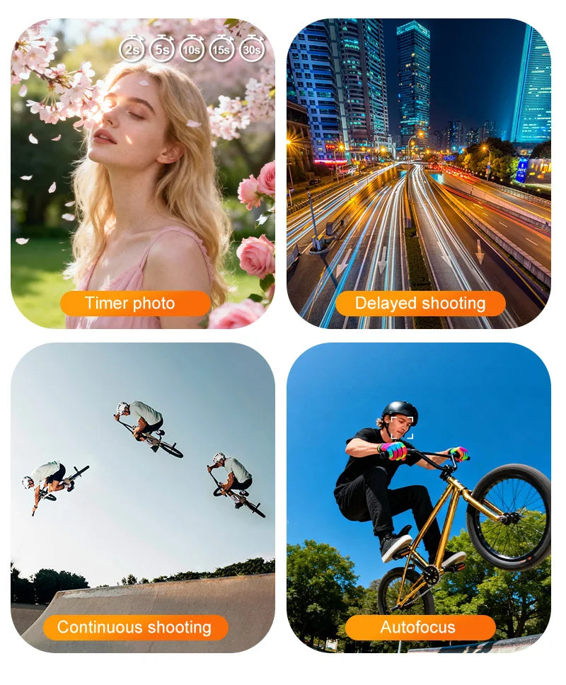 Ourlife 4K Action Camera 330° Face Tracking Gimbal Stabilizer 1.72 Inch Touch Screen 64MP Pocket Digital Camera WiFi Sports Cam