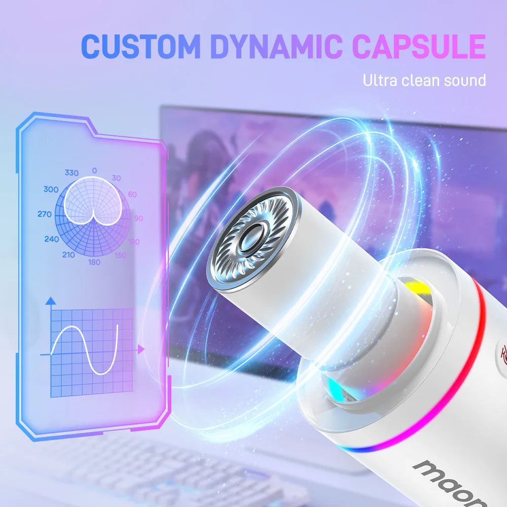 PD200X RGB Gaming Microphone Dynamic Microphone USB/XLR Dual Mode Microphone Podcast Mic RGB XLR/USB Gaming Podcasting Mic
