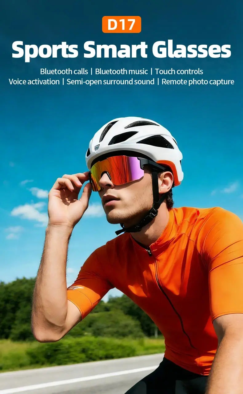 LAXASFIT 2026 New Windproof Cycling Smart Glasses Bluetooth 5.3 Open Ear Sport Sunglasses with HD Music Call for Men Women