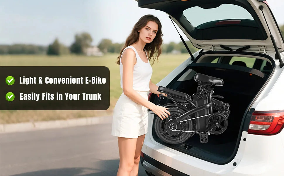560W Adult Electric Bikes,24MPH,48V10.4AH Removable Battery,14inch Folding Electric Bike,Multi-Shock Absorption Electric Bicycle