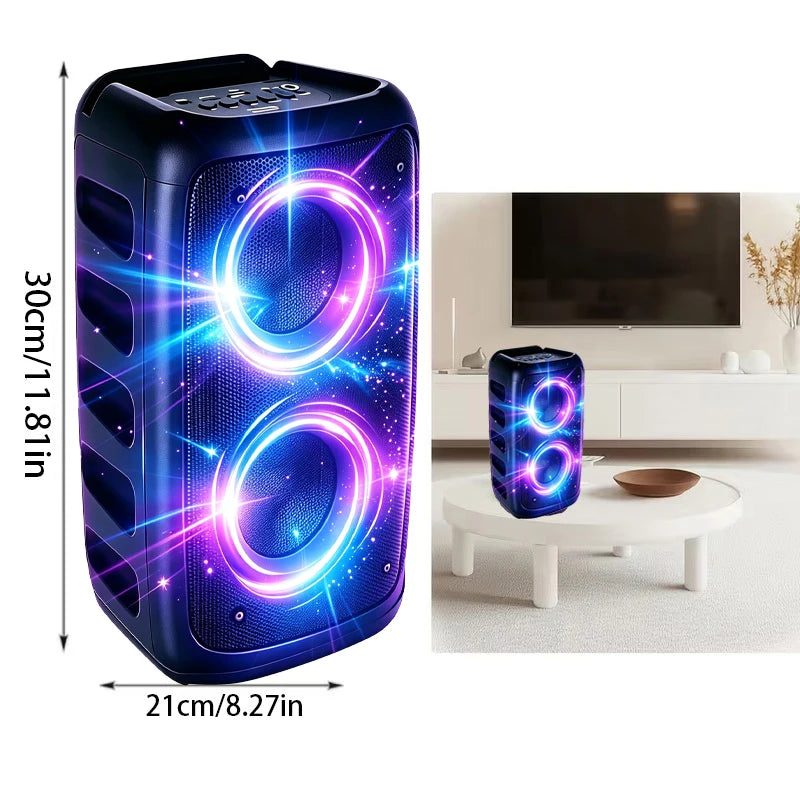 9900Hz Professional Large Bluetooth Speaker with Microphone, Portable Design, Featuring  Subwoofer Party Box, LED Lights, Compatible with BT/USB/TF/AUX/FM/TWS/MIC/EQ Functions, Professional Karaoke. Ideal Gift for Birthdays,