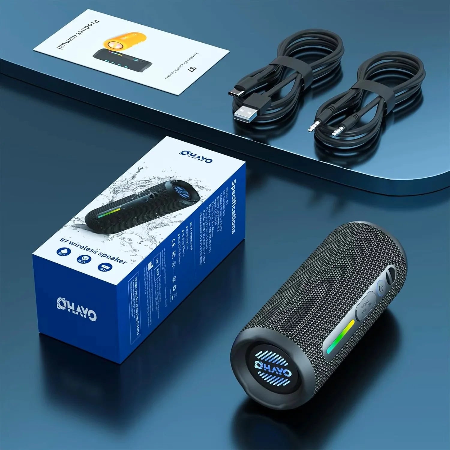 OHAYO Bluetooth Speaker 24W, Wireless Portable Outdoor Bluetooth Speakers, True Wireless Stereo IPX7 Waterproof, Dual Pairing Bluetooth 5.3 Built-in Mic