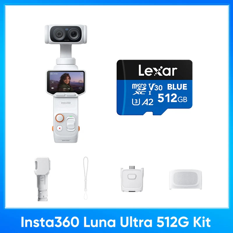 Insta360 Luna Ultra - 8K Vlogging Camera with Dual Lenses, 12× Zoom, 1" Sensor, Detachable 2" Touchscreen, Triple AI Chip