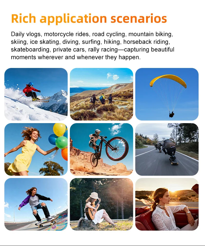 Ourlife 4K Action Camera 330° Face Tracking Gimbal Stabilizer 1.72 Inch Touch Screen 64MP Pocket Digital Camera WiFi Sports Cam