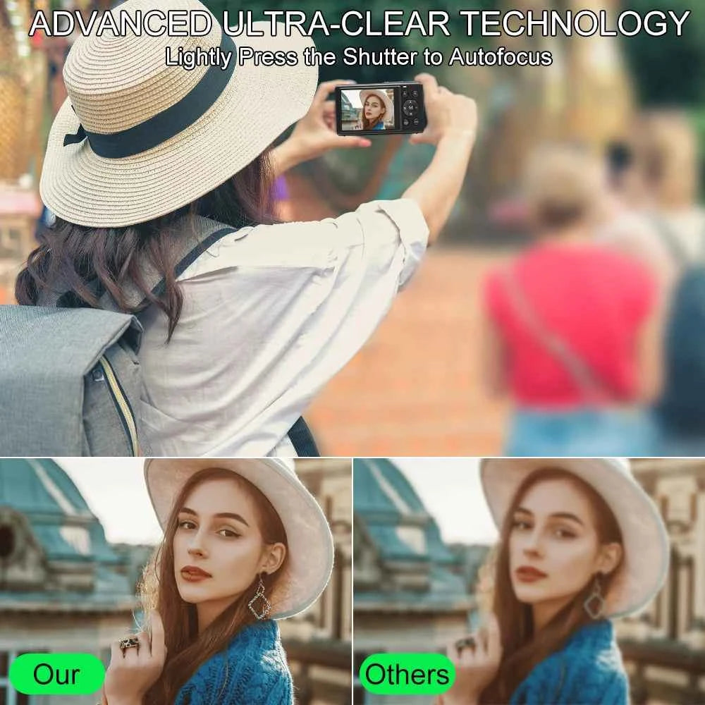 Ourlife Digital Camera 5K 80MP 18X Digital Zoom Dual IPS Screen Camera WIFI Cam Vintage Vlog Video Recorder for Photography