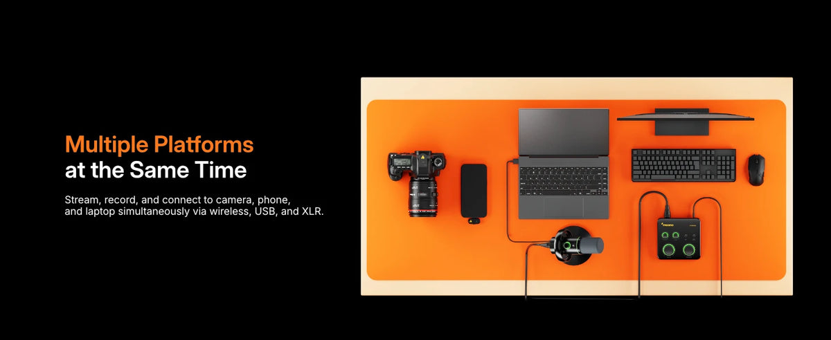 PD200WS Hybrid Wireless Microphone for Phone PC XLR/USB Dynamic Microphone for Podcasting Gaming Live Streaming Recording