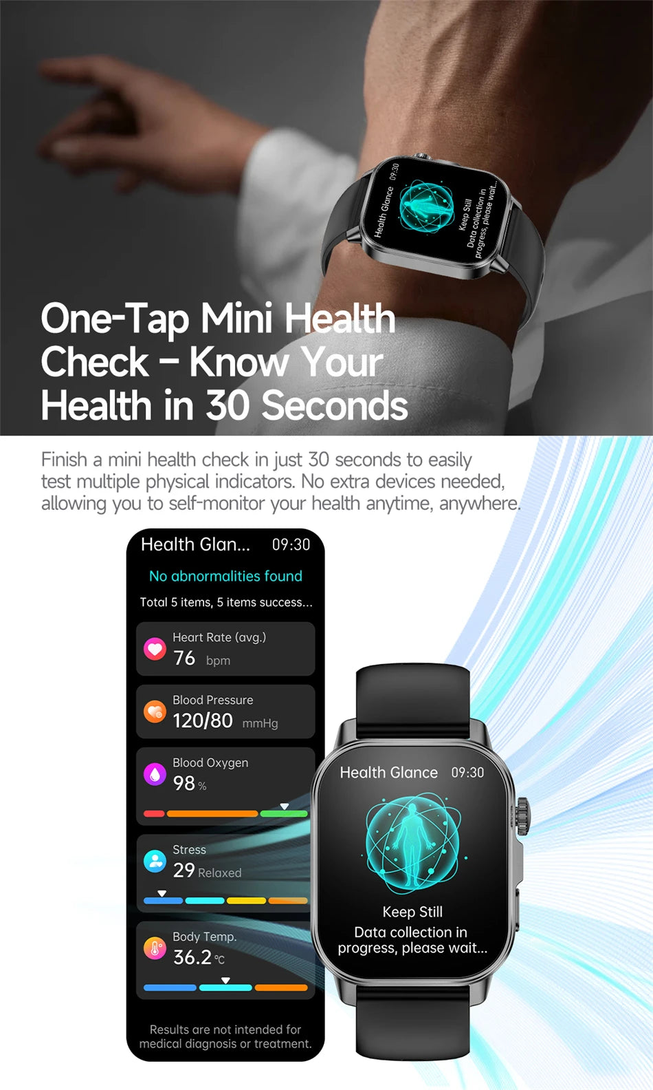 New Men Accurate Health Diagnosis ECG Smart Watch Blood Pressure Blood Oxygen Blood Fat Uric Acid Temp Bluetooth call Smartwatch