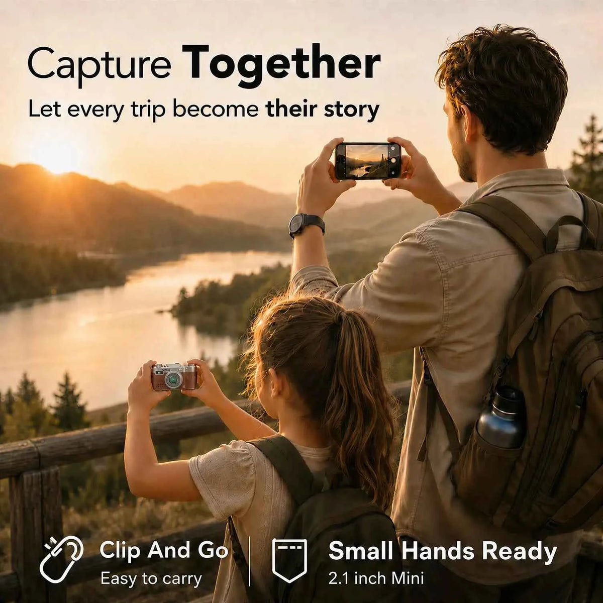 【US STOCK】Rollei Mini Keychain Digital Camera 1080P for Travel Camping Vlog (Brown) | Mini Vintage Camera, FHD Small Retro Digital Camera with 0.96 Inch Colour Screen, Compact Photo Camera with Flash & Recording