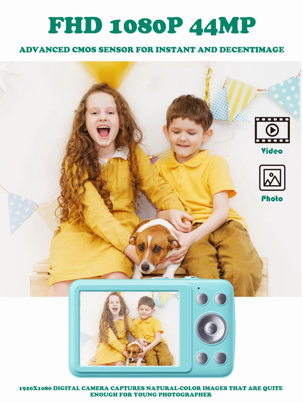 2026 New 48MP 1080P Full HD Digital Camera - 2.4-Inch Portable Auto-Focus Vlogging Camera with 32GB Memory Card & 16X Zoom | USB-C Rechargeable, Built-in Puzzle Game | Compact Travel Camera for Beginners - Budget-Friendly Hol