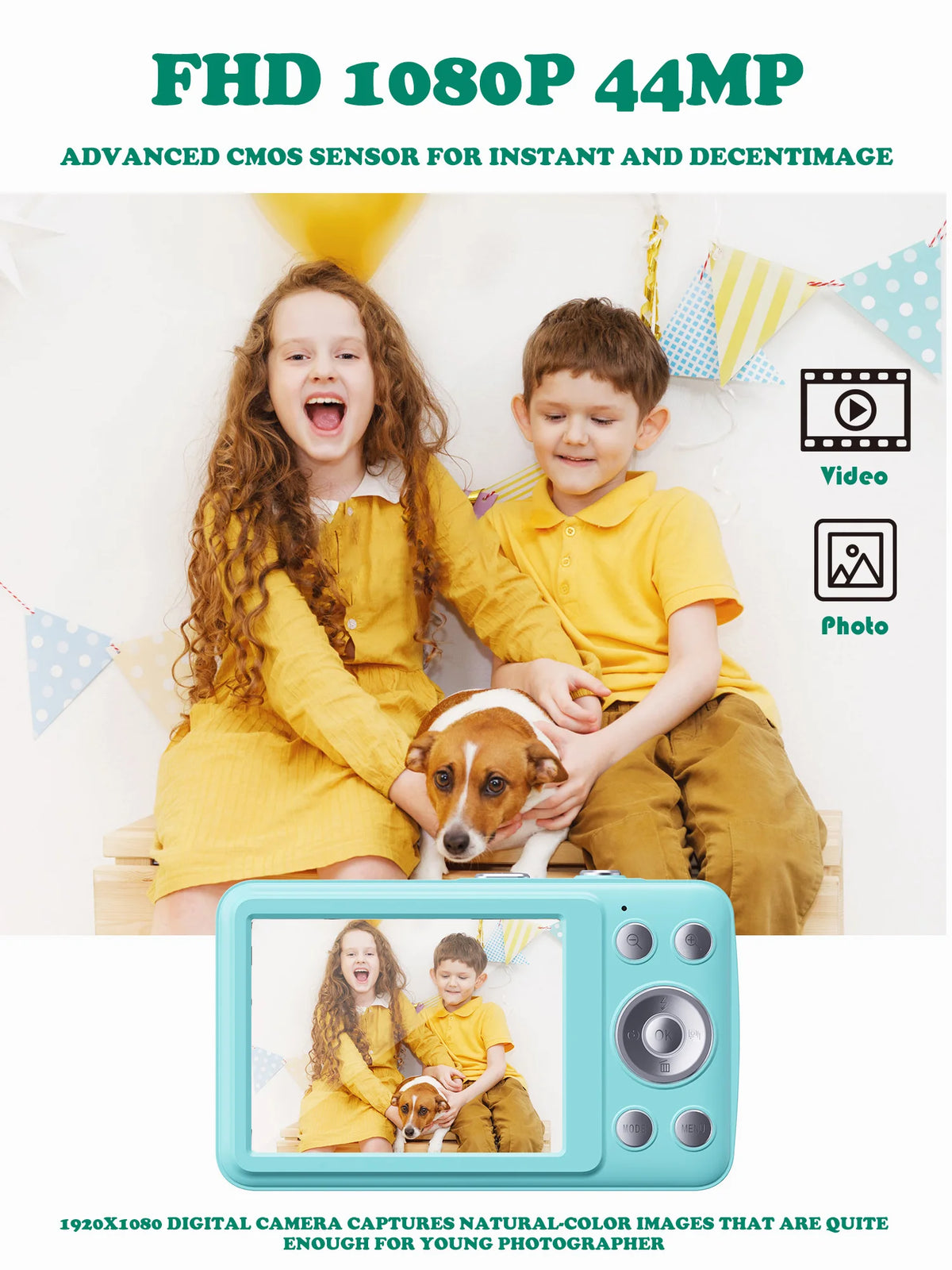 2026 New 48MP 1080P Full HD Digital Camera - 2.4-Inch Portable Auto-Focus Vlogging Camera with 32GB Memory Card & 16X Zoom | USB-C Rechargeable, Built-in Puzzle Game | Compact Travel Camera for Beginners - Budget-Friendly Hol