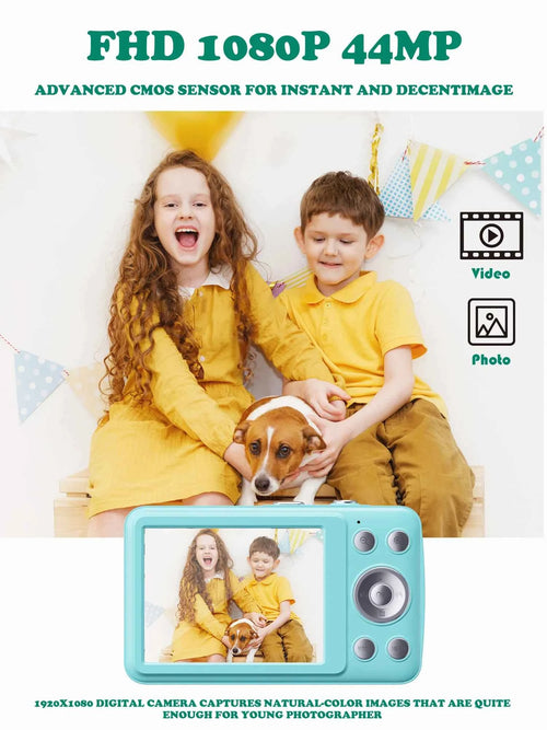 2026 New 48MP 1080P Full HD Digital Camera - 2.4-Inch Portable Auto-Focus Vlogging Camera with 32GB Memory Card & 16X Zoom | USB-C Rechargeable, Built-in Puzzle Game | Compact Travel Camera for Beginners - Budget-Friendly Hol