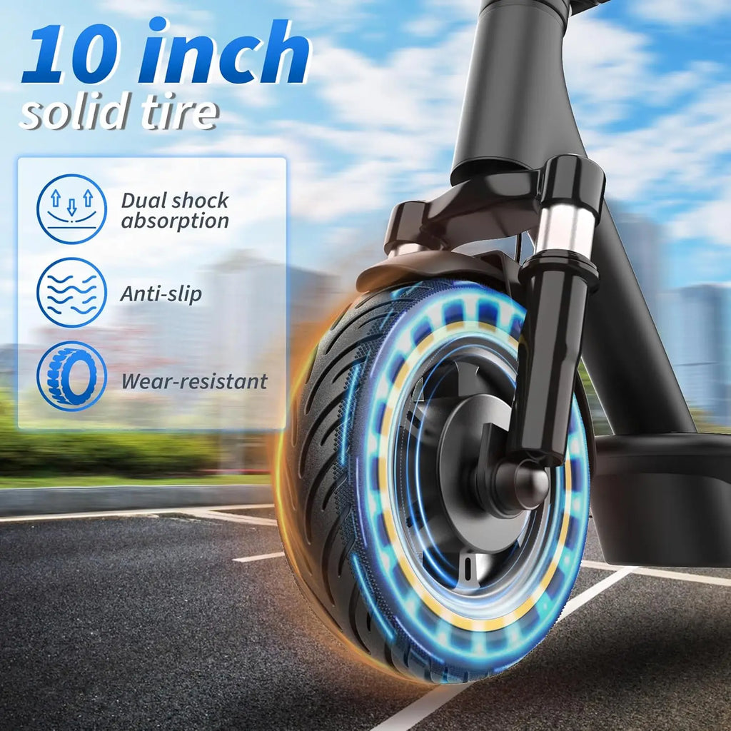 10'' Electric Scooter, 500W Powerful Motor & 22MPH Top Speed, 28 Miles Range, Folding E Scooter with Dual Braking for Teens and Adults Commuting