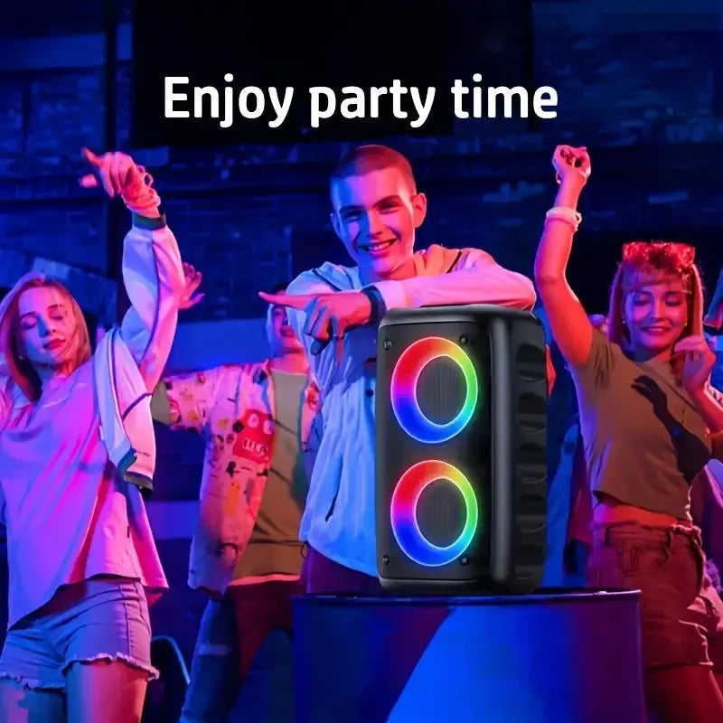 ZNLYRION HY-3317 Portable Bluetooth Karaoke Speaker Dual 3 Inch 10W RGB Ring Light TWS Wireless Stereo Speaker With Wired Mic 2400mAh Rechargeable Battery
