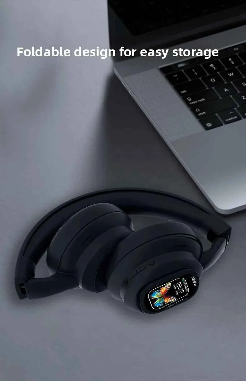 New HYUNDAI X1PRO Wireless Bluetooth 6.0 HIFI Headphone, 100+Languages,With Magnetic Touch Control LED Screen