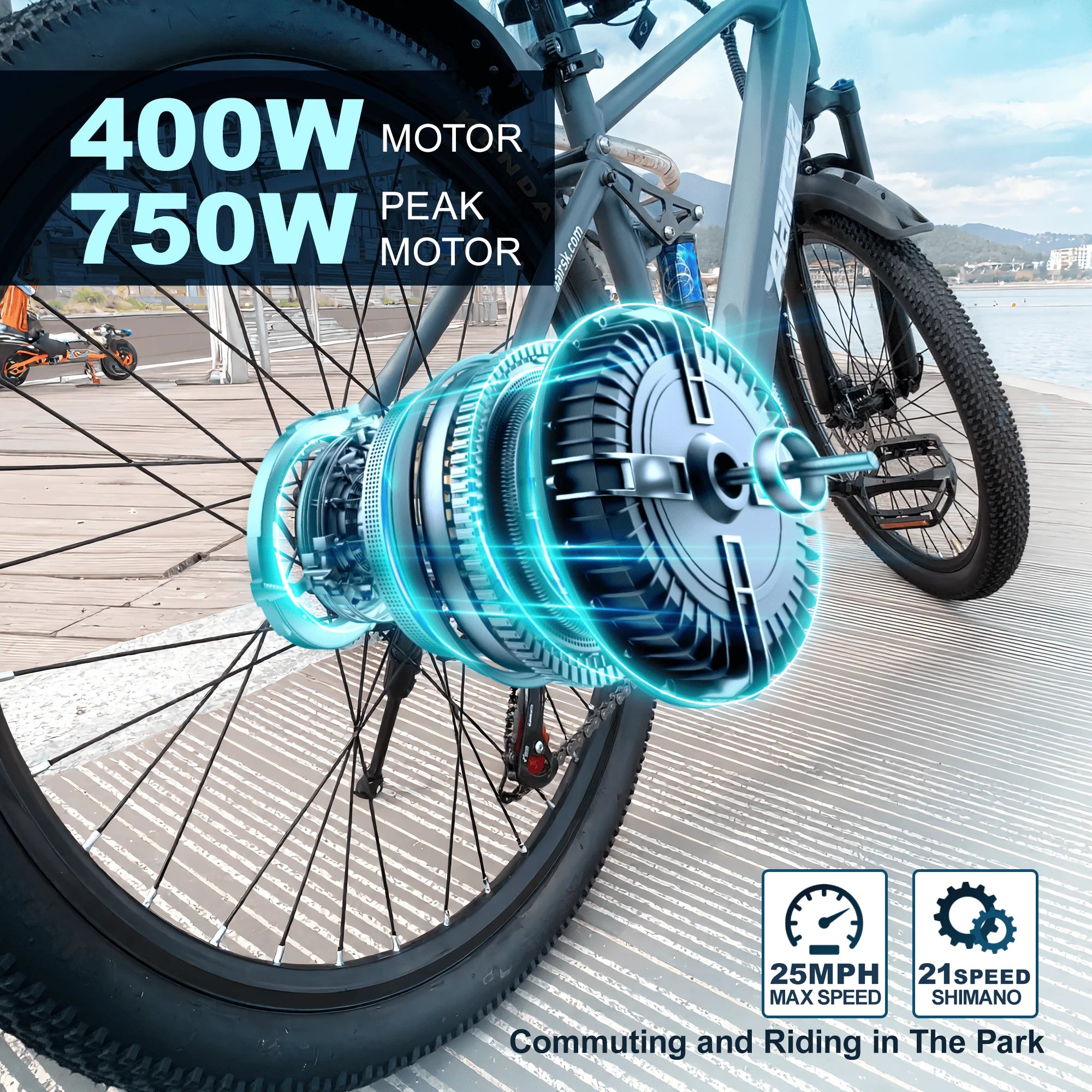 Electric Bike for Adults, 750W Peak Ebike, 40Miles 25MPH Electric Mountain Bike, 24''/26" Adult Electric Bicycle with 36V Battery, 21 Speed, Full Suspension, UL 2849 Certified