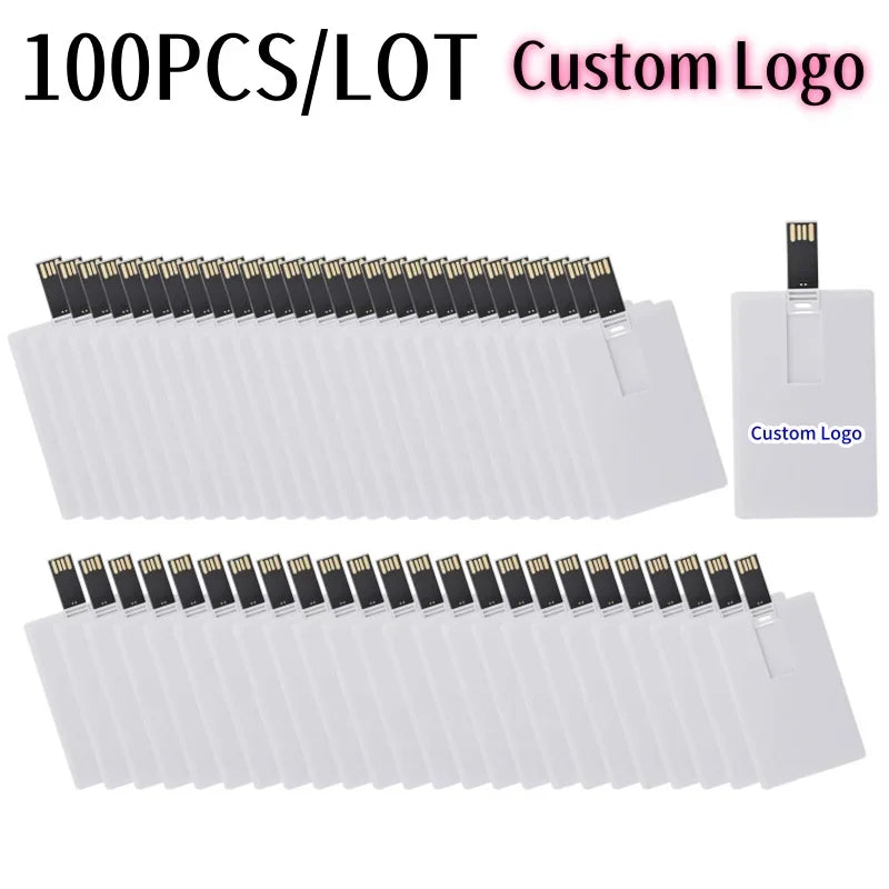 100pcs Custom Logo USB Flash Drives 32Gb 64Gb