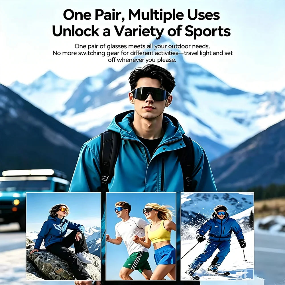 LAXASFIT 2026 New Windproof Cycling Smart Glasses Bluetooth 5.3 Open Ear Sport Sunglasses with HD Music Call for Men Women