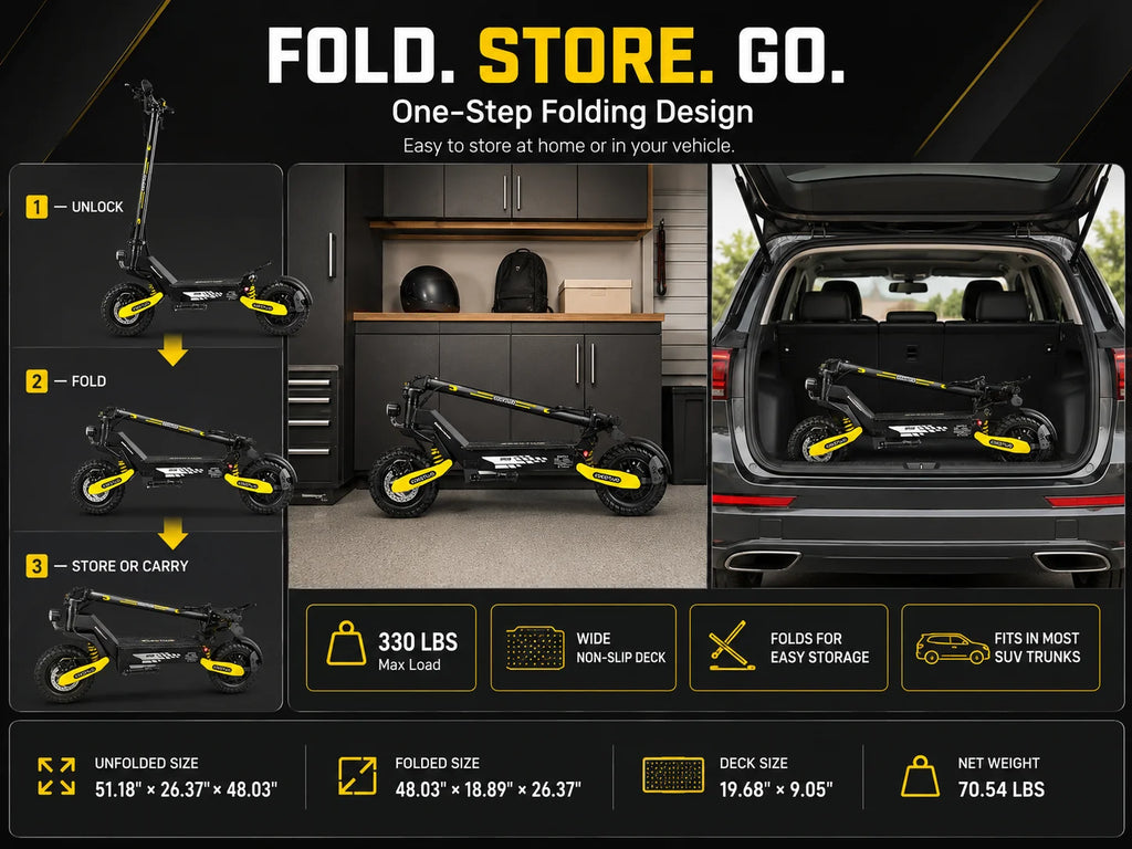 EOEOTWO 1200W Off Road Electric Scooter for Adults 48V Long Range E-Scooter 30MPH Fast Speed 11" Tubeless Tire Foldable Kick Scooter