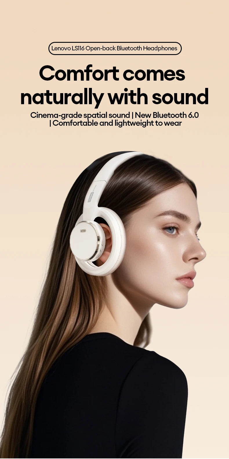 Choice Lenovo Gaming Headset Wireless Bluetooth 6.0 Earphones Foldable Sport Over Ear Headphone with HD Mic Gifts