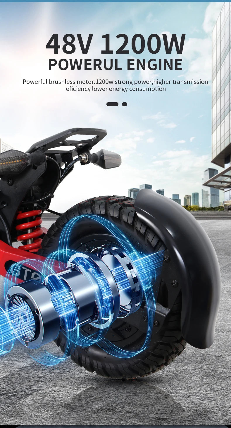 Arwibon GT06 1200W Foldable E-Scooter for Adults -Max Speed 25MPH, 48V 13AH/23.4AH, 11"Off-Road Tires | US Stock, Factory Direct