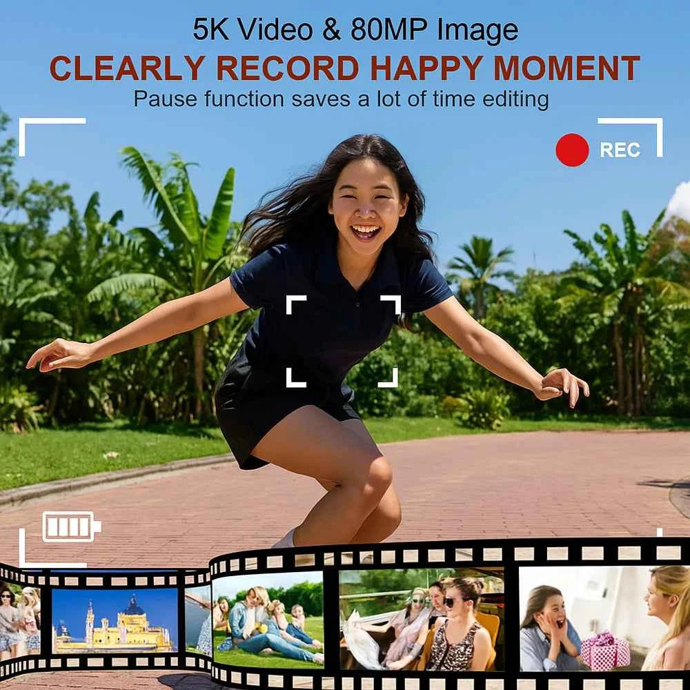 Ourlife Digital Camera 5K 80MP 18X Digital Zoom Dual IPS Screen Camera WIFI Cam Vintage Vlog Video Recorder for Photography