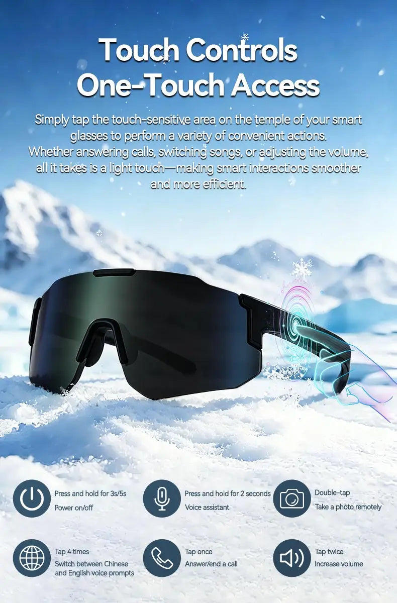 LAXASFIT 2026 New Windproof Cycling Smart Glasses Bluetooth 5.3 Open Ear Sport Sunglasses with HD Music Call for Men Women