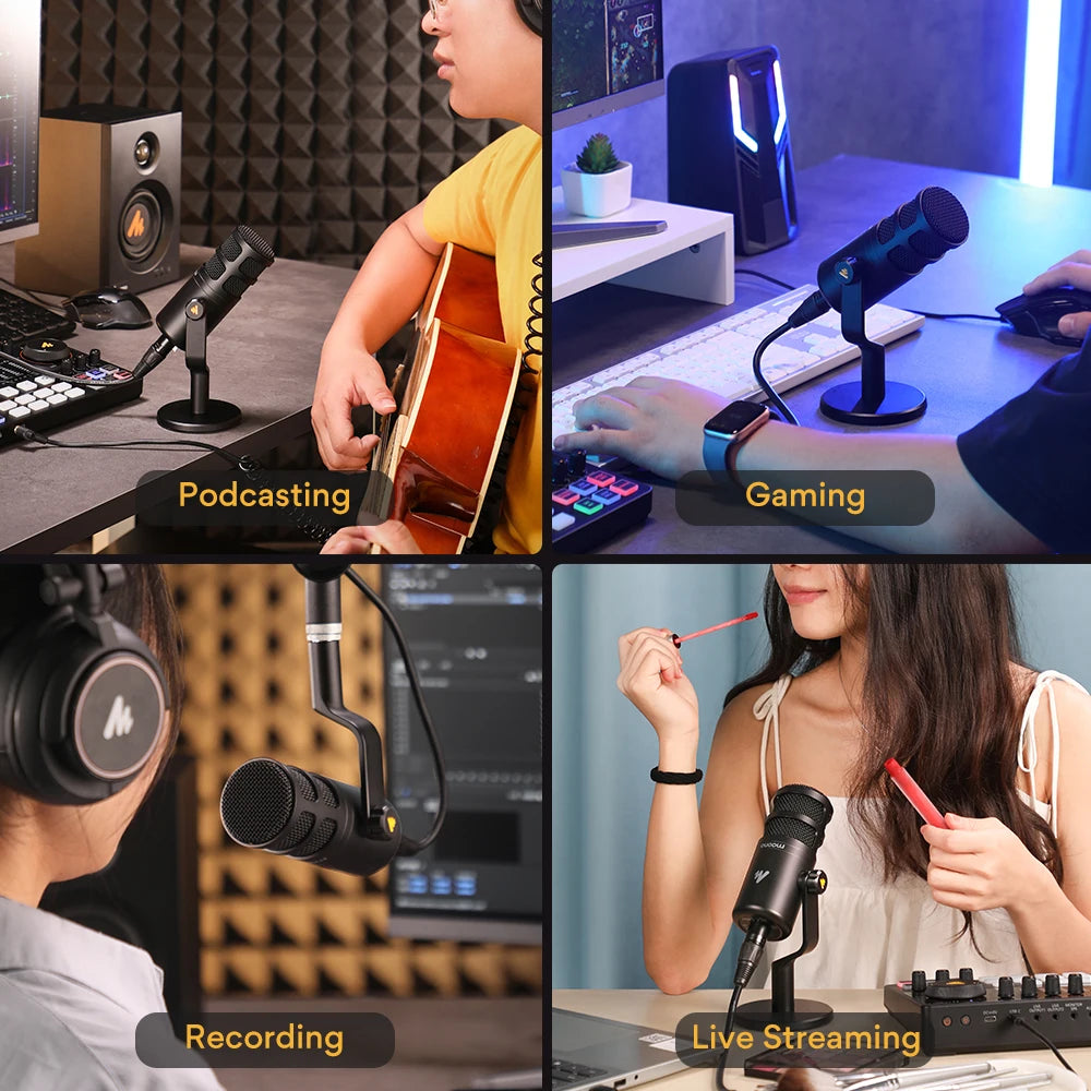 PD100 Dynamic XLR PC Microphone All Metall Gaming Broadcast Recording Streaming Work for Audio Interface Sound Card Mixer