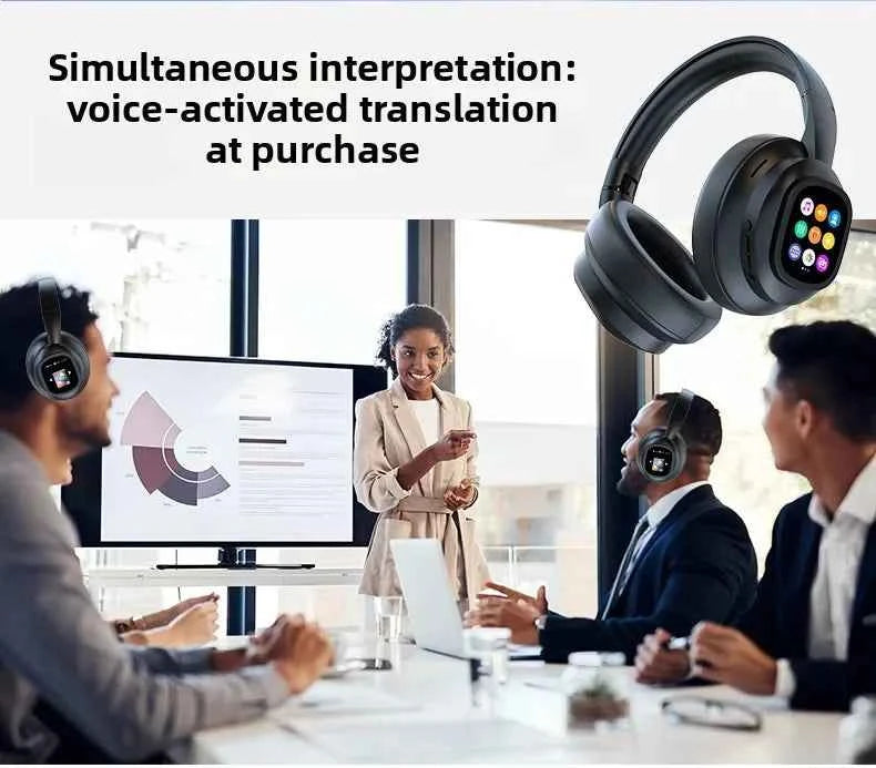 New HYUNDAI X1PRO Wireless Bluetooth 6.0 HIFI Headphone, 100+Languages,With Magnetic Touch Control LED Screen