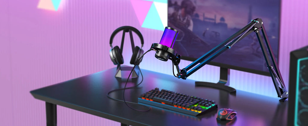 maono DGM20S Gaming USB Microphone Condenser Mic with RGB Light Noise Cancellation Boom Arm for Streaming Podcast YouTube Tiktok