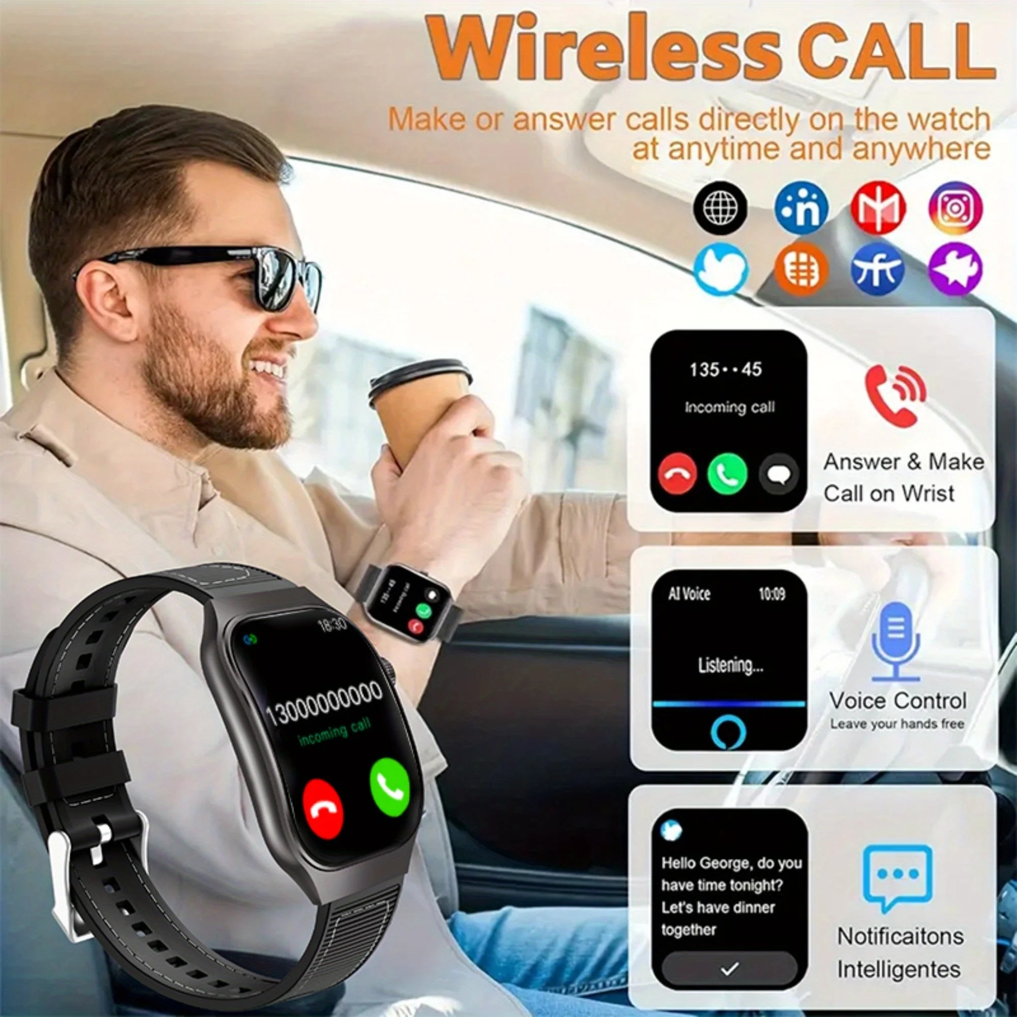 LAXASFIT New Slim Smart Watch Men's 2.01-inch AMOLED Curved Display Bluetooth Talk Sports Fitness Tracking Smartwatch Women's