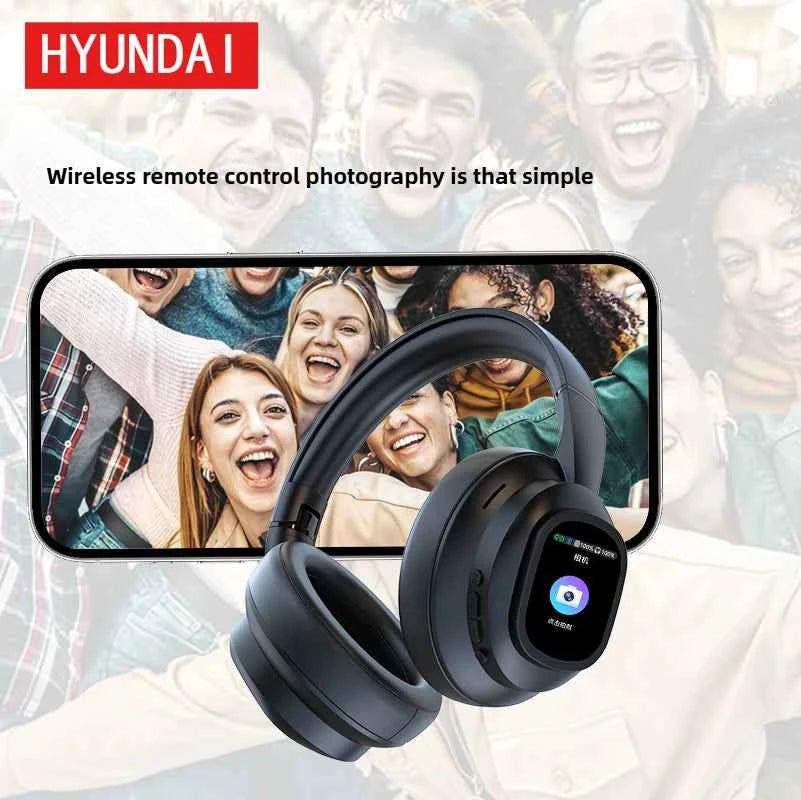 New HYUNDAI X1PRO Wireless Bluetooth 6.0 HIFI Headphone, 100+Languages,With Magnetic Touch Control LED Screen