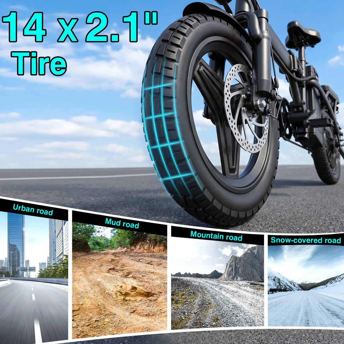 560W Adult Electric Bikes,20MPH,48V10.4AH Removable Battery,14inch Folding Electric Bike,Multi-Shock Absorption Electric Bicycle