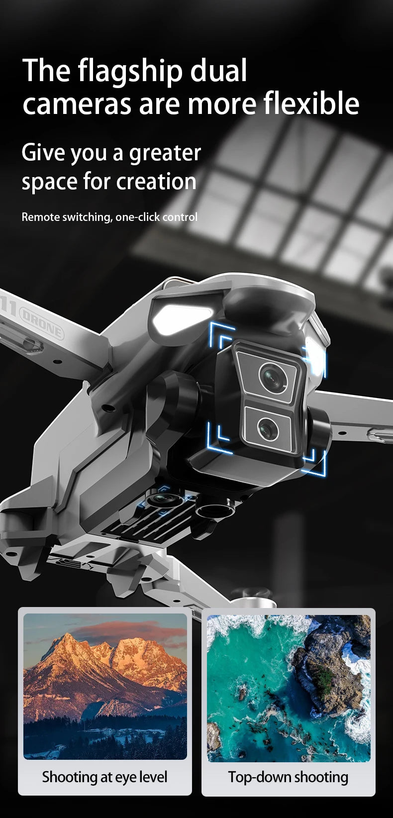 2026 B11 Pro WiFi FPV Drone - Dual 4K/1080P Camera, Wide-Angle HD, Altitude Hold, Foldable Quadcopter RC Helicopter Toy