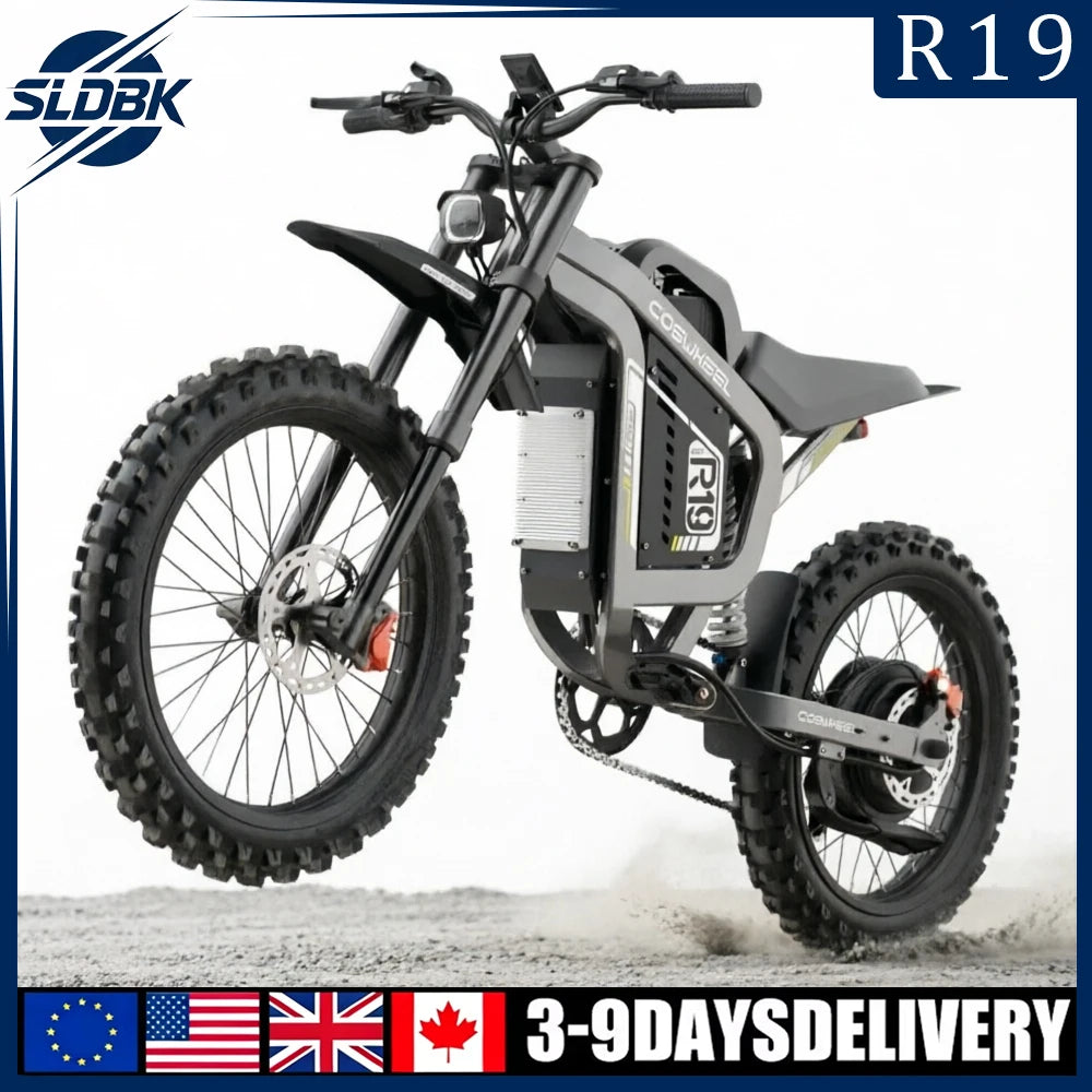 SLDBK R19 Electric Bike High Power 9000W Adult Electric Motorcycle 72V40Ah Battery Off-Road E-bike Use 85kmh Mountain Dirt EBike