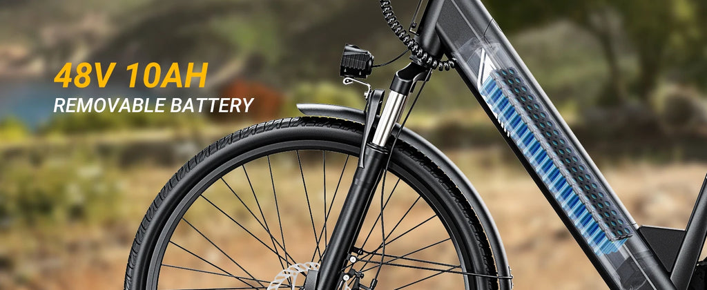 DYU C7 Adult Electric Bicycle 500W Motor 480WH Lithium Battery Electric Bike 7-speed City E bike，Max Speed 20MPH E-BIKE