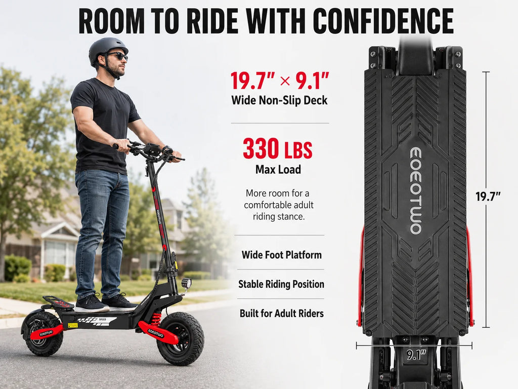 EOEOTWO 1200W Off Road Electric Scooter for Adults 48V Long Range E-Scooter 30MPH Fast Speed 11" Tubeless Tire Foldable Kick Scooter