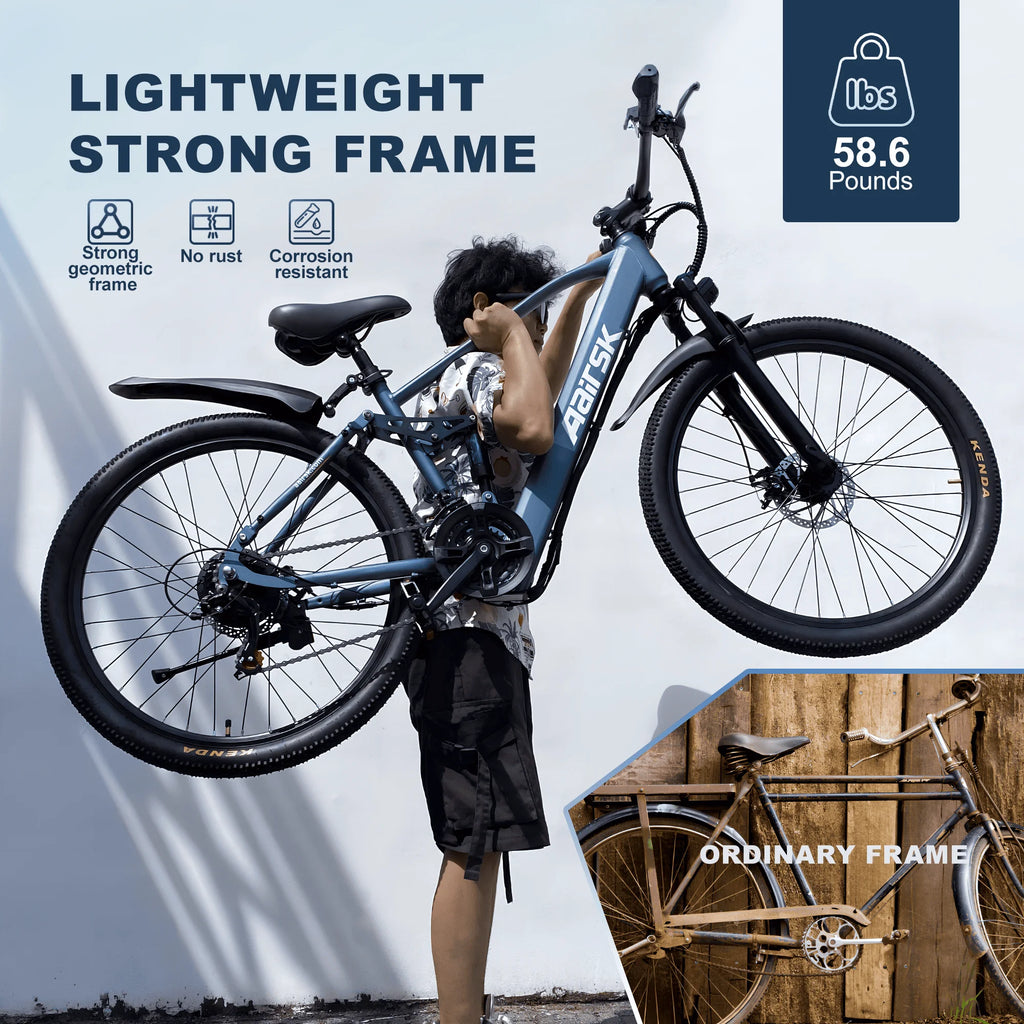 Electric Bike for Adults, 750W Peak Ebike, 40Miles 25MPH Electric Mountain Bike, 24''/26" Adult Electric Bicycle with 36V Battery, 21 Speed, Full Suspension, UL 2849 Certified