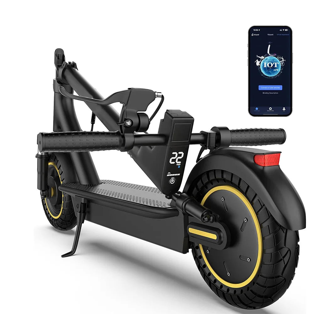 10'' Electric Scooter, 500W Powerful Motor & 22MPH Top Speed, 28 Miles Range, Folding E Scooter with Dual Braking for Teens and Adults Commuting
