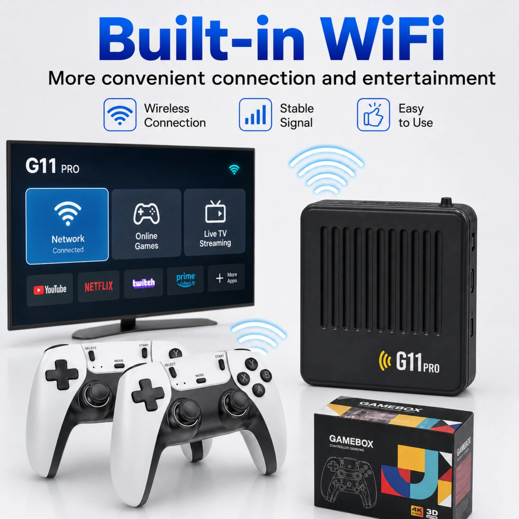 Video Game Box Console Dual System TV Console G11 Pro  64G/128G 4K Output Built-in 60,000 Games for Android 9.0 Simulator