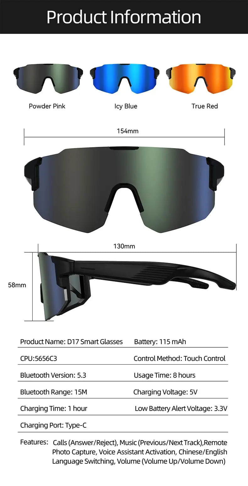 LAXASFIT 2026 New Windproof Cycling Smart Glasses Bluetooth 5.3 Open Ear Sport Sunglasses with HD Music Call for Men Women