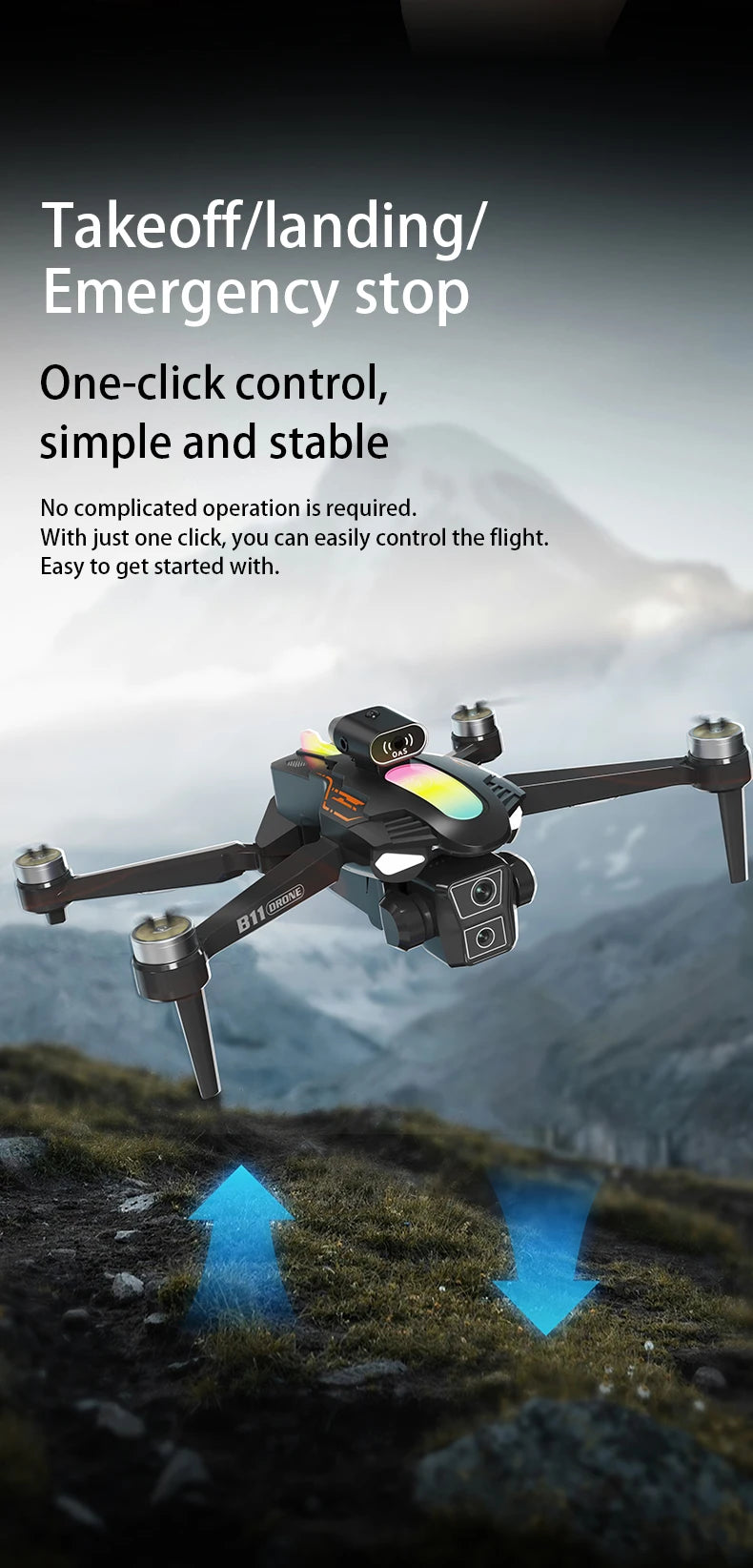 2026 B11 Pro WiFi FPV Drone - Dual 4K/1080P Camera, Wide-Angle HD, Altitude Hold, Foldable Quadcopter RC Helicopter Toy