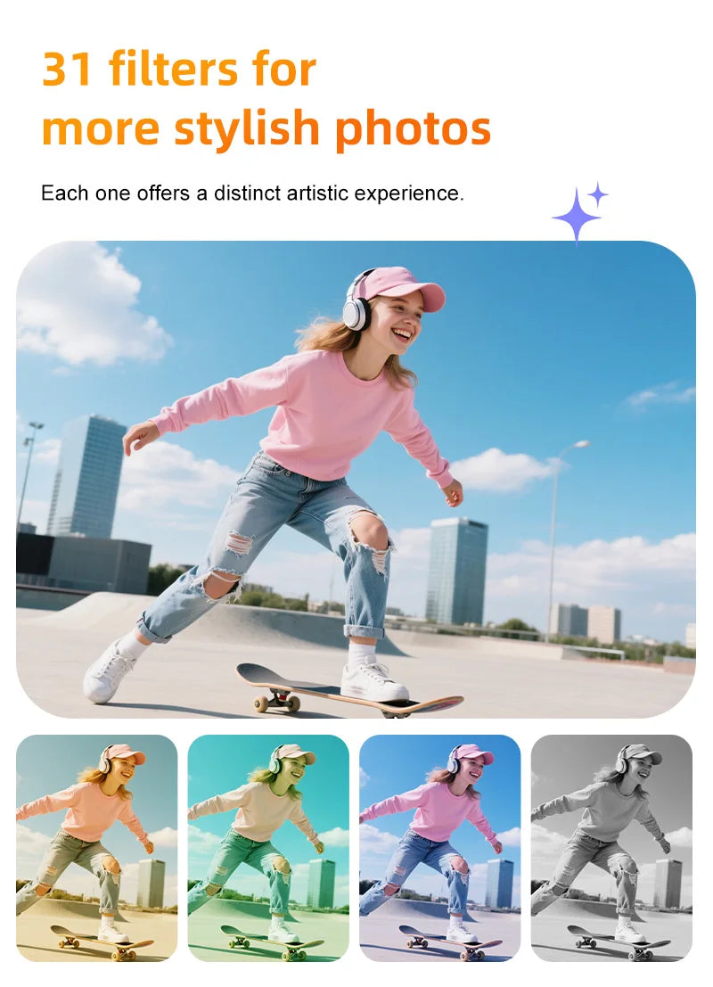 Ourlife 4K Action Camera 330° Face Tracking Gimbal Stabilizer 1.72 Inch Touch Screen 64MP Pocket Digital Camera WiFi Sports Cam
