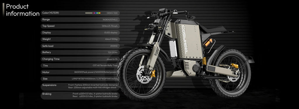 SLDBK Electric Motorcycles 12000W Peak Electric Bike New Adult Off Road Ebike Electric Dirt Bike 72V50AH Lithium Battery E-bike