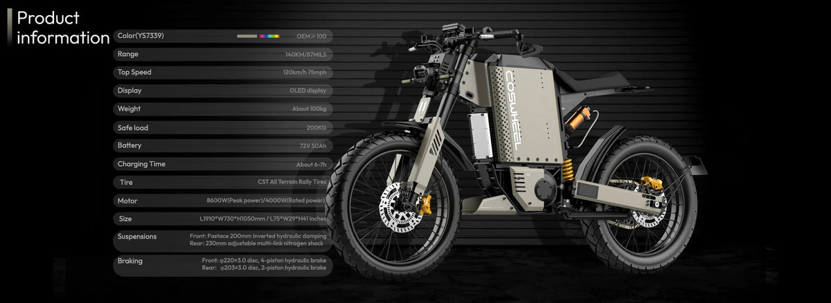 SLDBK Electric Motorcycles 12000W Peak Electric Bike New Adult Off Road Ebike Electric Dirt Bike 72V50AH Lithium Battery E-bike