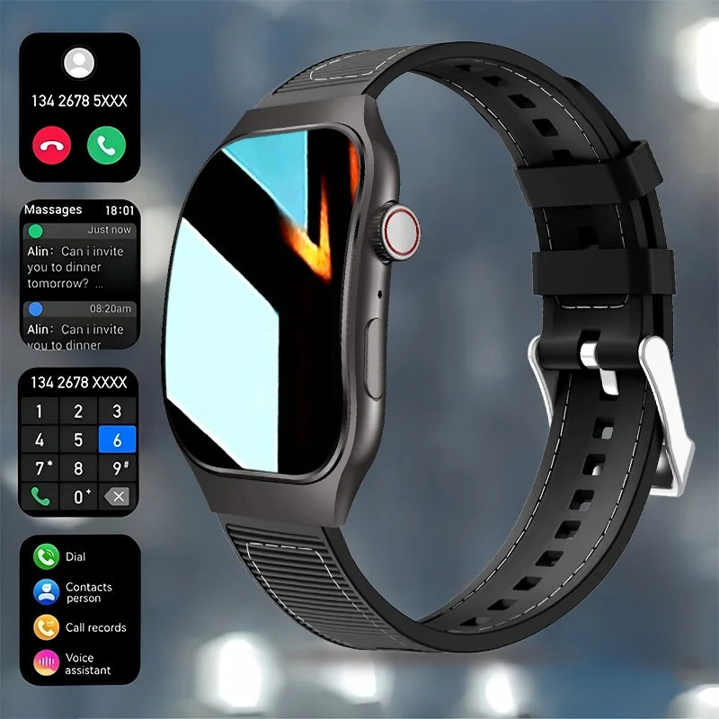 LAXASFIT New Slim Smart Watch Men's 2.01-inch AMOLED Curved Display Bluetooth Talk Sports Fitness Tracking Smartwatch Women's