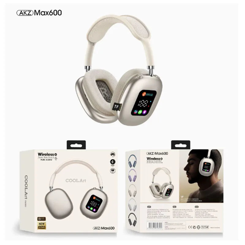 MAX600 Wireless Head-mounted Bluetooth Headset with Digital Display and Card Reader