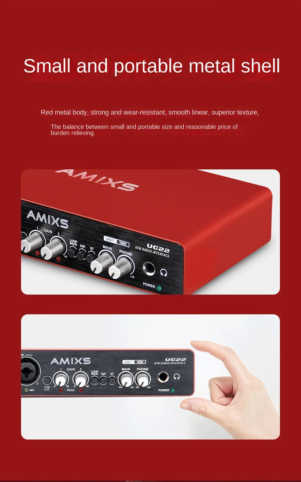 AMIXSQ22 Audio Interface for Recording Computer Free Drive USB External Sound Card for Pc Pro Audio Equipment Professional Video