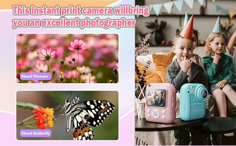 Instant Print Camera Digital Camera With 3 Rolls Print Paper, 1080P HD Ditigal Camera 2.4 Inch Screen, Selfie Video Camera, USB Cable/Color Pen/Bag/ Included, electronics，Small For Boys Girls Teens Students Seniors，Christ
