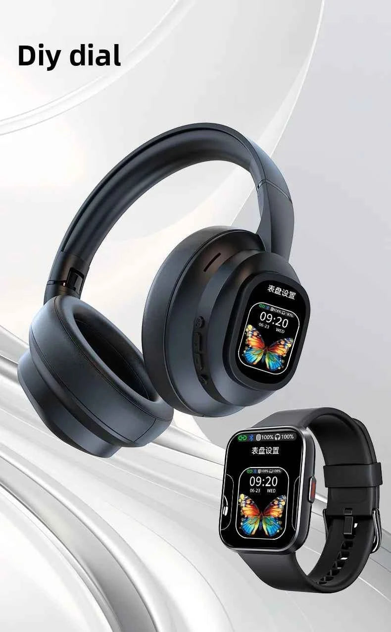 New HYUNDAI X1PRO Wireless Bluetooth 6.0 HIFI Headphone, 100+Languages,With Magnetic Touch Control LED Screen